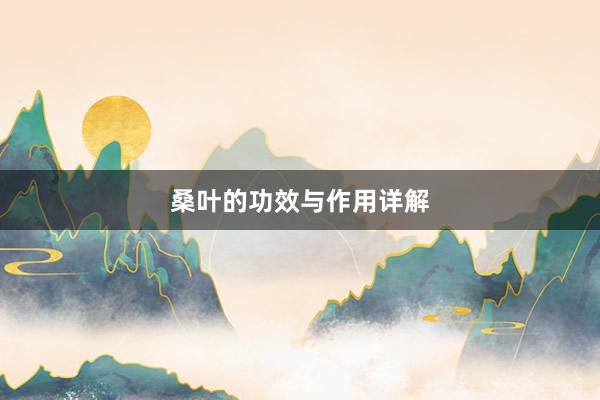 桑叶的功效与作用详解